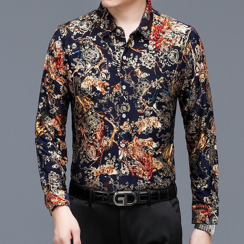 Men s Long Sleeve Shirt Autumn Fashion Casual Wrinkle-Resistant Trendy M