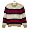 GUCCI 434363 X5D24 Multicolor Wool GG Pearl Button Stripe Knit Pullover tops M multicolorUsed
