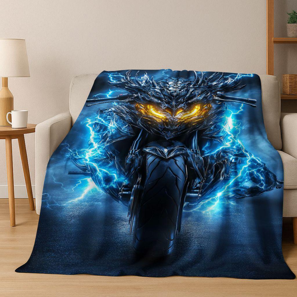 Personalized Motorcycle Rider Motorbike Art Flannel Blanket,Cozy Soft Throw Blanket for Home Bedroom Bed Sofa Picnic Cover Gift