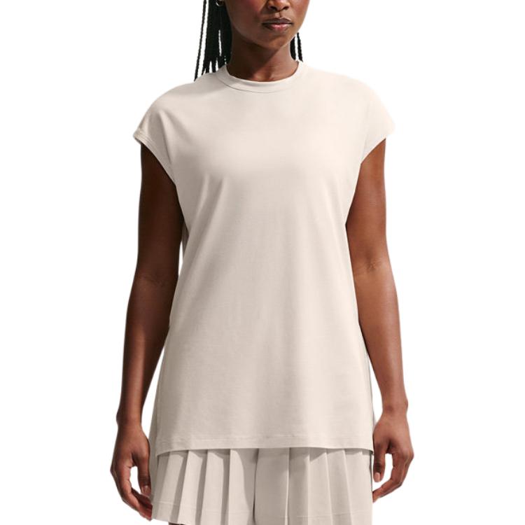 Nike T Shirts Women s Ecru Crew Neck Moderate IO1623-104 S