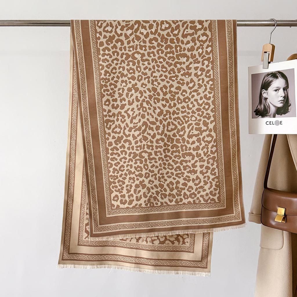 Winter Sexy Leopard Dot Cashmere Scarf Lady Soft Pashmina Shawls Warm Blanket Wraps Female Foulards Bandana Thick Hijab 190*70Cm