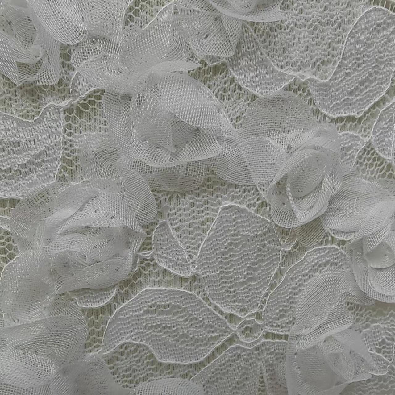 High Quality Amazing White Wedding Lace Fabric Bridal Lace Fabric 3d Flower Lace Fabric