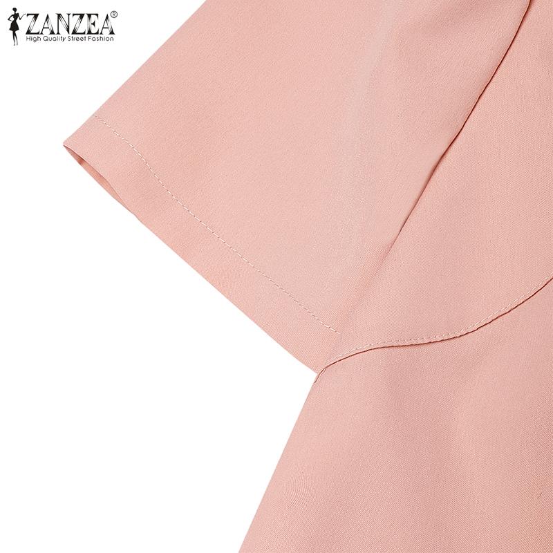 ZANZEA Damen Casual Sommerkleid mit quadratischem Ausschnitt, kurzen Ärmeln und A-Linien-Schnitt