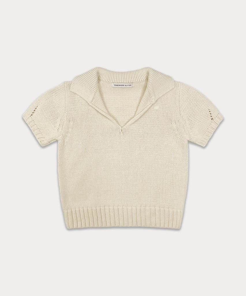 Sseomweeobeoteo Cotton Collar Pendant Knit - Cream