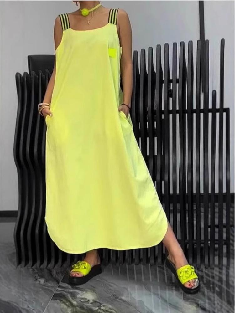 

Повседневное хлопково-льняное платье с карманом 2XL жёлтый