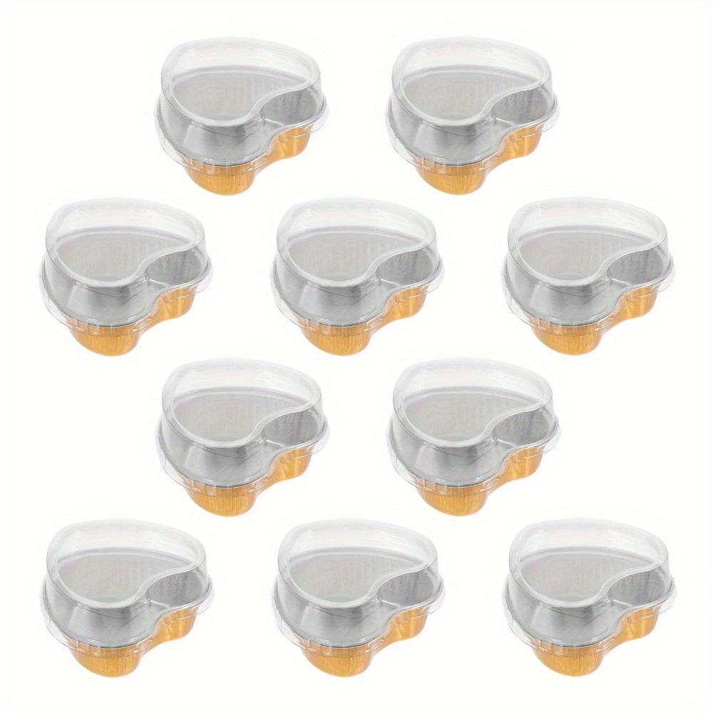 

Heart Shaped Aluminum Foil Dessert Cups with Lids Gold Silver Baking Muffins Cheesecake Pudding Containers Party Decoration