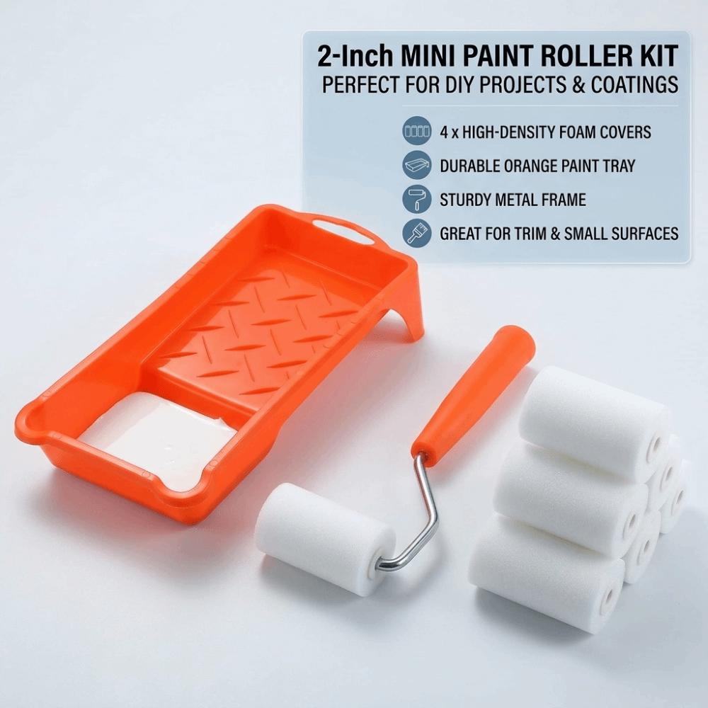 Smooth Paint Roller Set Anti-Drip Wall Painting Tools Foam Roller Brush Kit  for Household