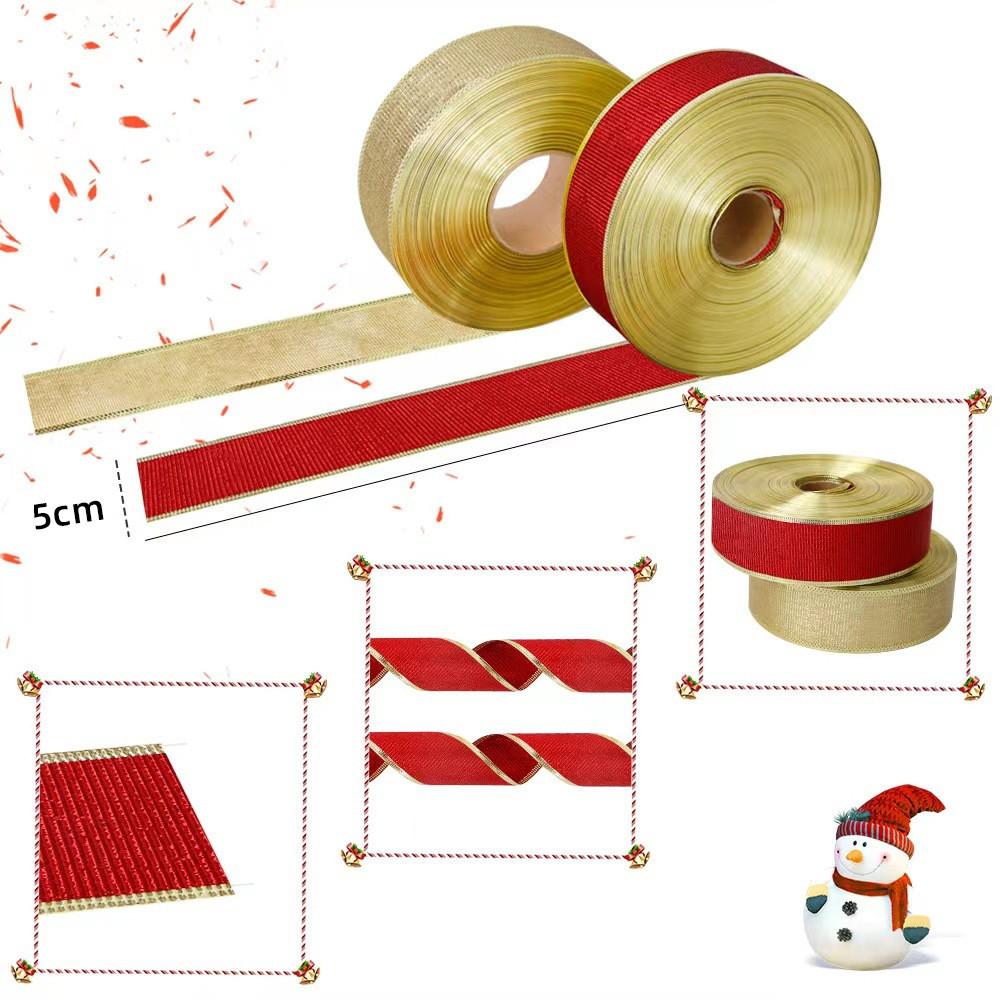 Meter 10 Beautiful Red Gold Christmas Ribbon For Charming Holiday Decorations Gift