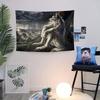 1 Stück Lustiges Alpha Sigma Beta Wolf Wandteppich Emo Weißer Wolf Traurig Sitzend Wandteppich Wandmalerei Kunst für Heimdekoration Geburtstag Absolvent