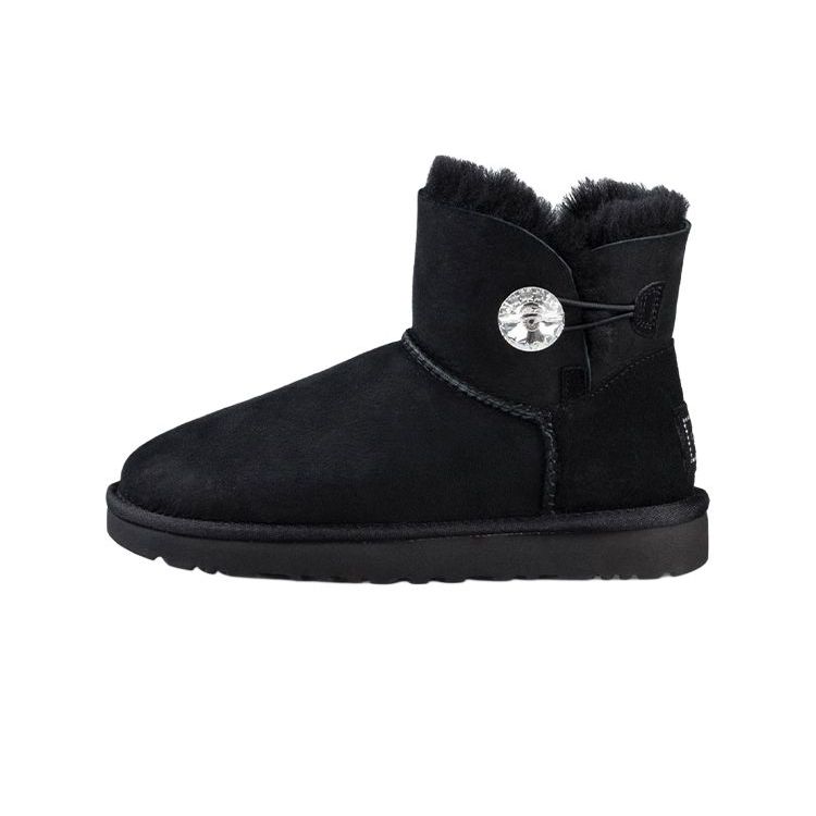 UGG Bailey Button Bling Schaffell Warm Schlicht Bequem Schneestiefel Damenstiefel Schwarz 1016554-BLK