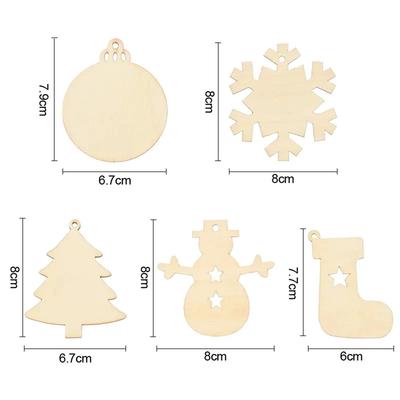 10/20/50Pcs DIY Wooden Christmas Balls Decoration Craft Arts Baubles Tags Hanging Ornament for Home Xmas New Year Kid Gifts