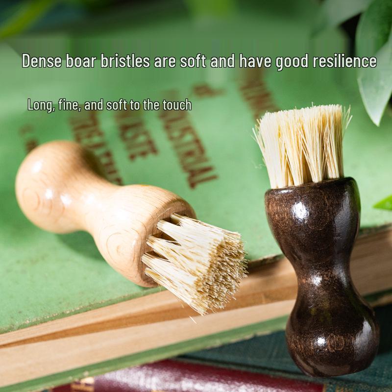 Mini Beechwood Chess-Shape Boar Bristle Shoe Brush - Dual Color, Polished, Multi-functional for Dust Removal
