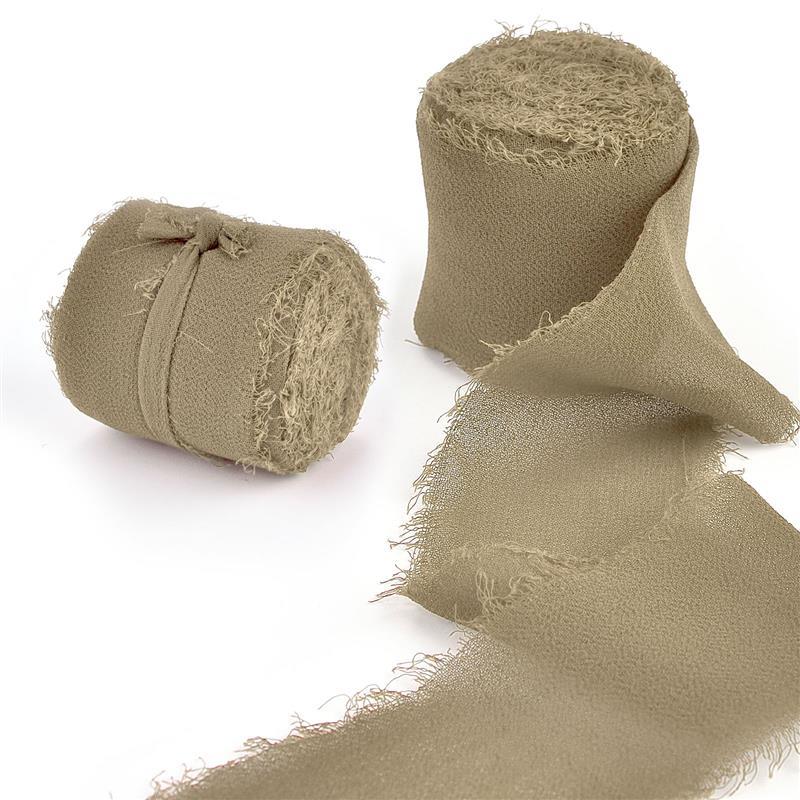 5M Handgefertigtes Ausgefranstes Satin Chiffon Seidenband Für Hochzeitseinladung Verpackung Sträuße Geburtstagsfeier Dekorationen Geschenke