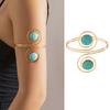 Elegant Turquoise Armband Simple Metal Turquoise Coiled Bracelet Delicate Golden Armlet Bohemia Bangle