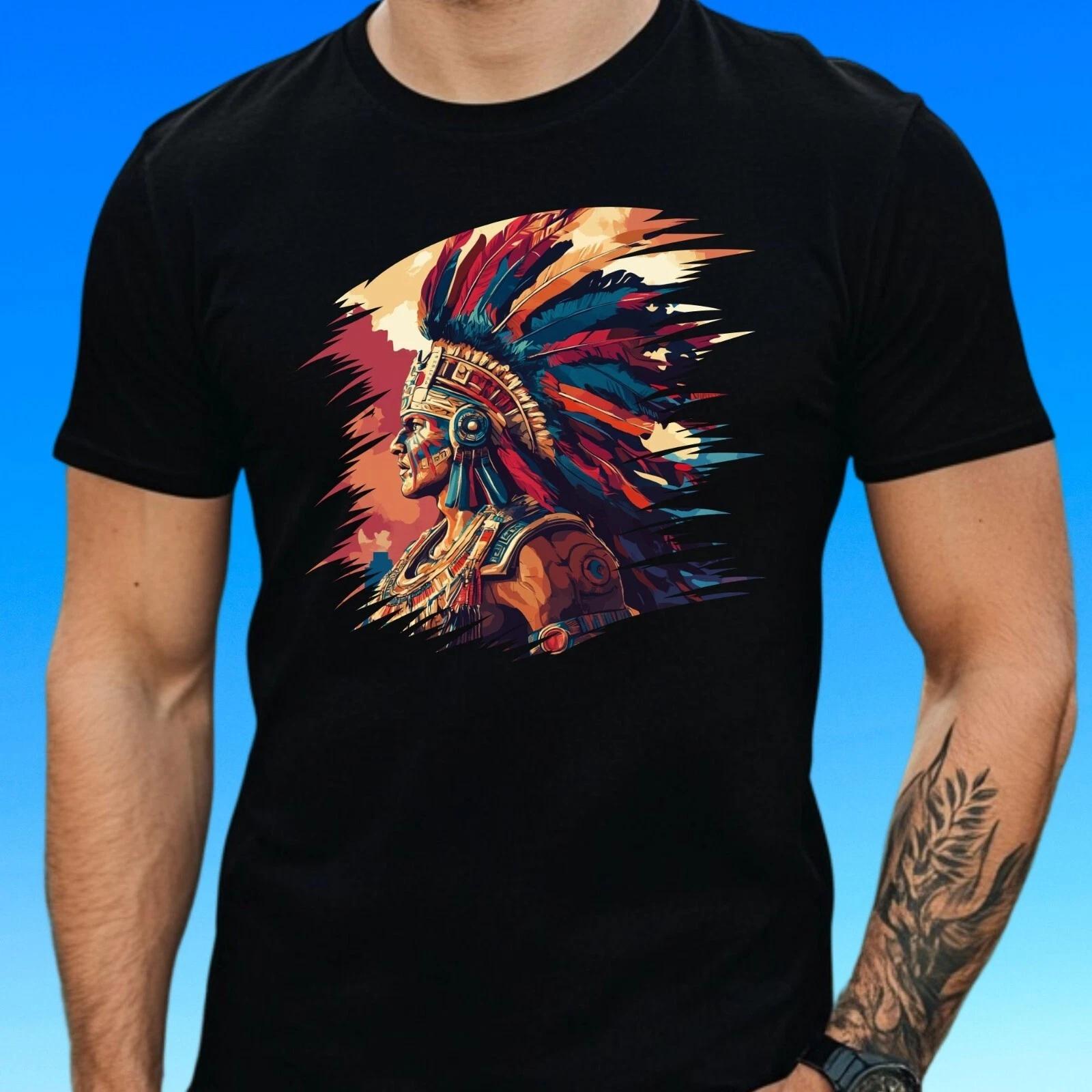 T-Shirt Herren Aztekischer Krieger Motiv Baumwolle Größe XS bis 5XL L