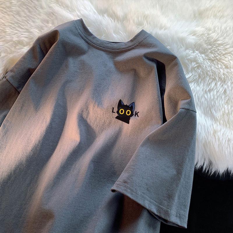 Cotton Short Sleeve T-shirt Women Loose Fashion Medium Sleeve Tops Summer Vintage T-Shirt