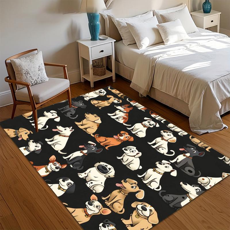 Cute Cartoon Dog Pattern Non Slip Wear  Area Rug Soft Washable Floor Mat for Living Room Bedroom Kids Room Pet House Decor