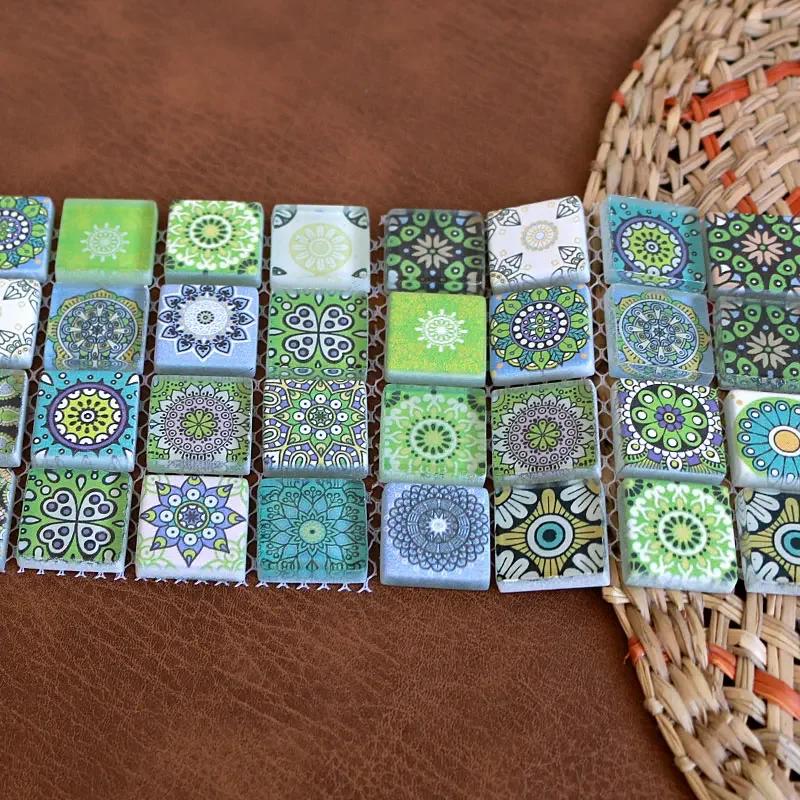 Sortierte Farben Böhmische Glitzer Glasmosaikfliesen für DIY Bastelbedarf blau grün Großhandel Massenhobby arte