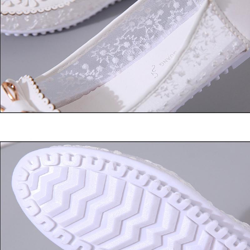 Damen Schuhe Bohnenschuhe Set Füße Sandalen Flache Einzelne Schuhe Bequem Spitze Atmungsaktives Mesh Schleife Damen Schuhe für Frühling und Sommer