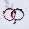 1 Pair Couple Bracelets Adjustable Length Heart Pendant Eye-catching Distance Magnet Attraction Bracelet for Home