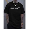 European Sizes Men's New Stylish Short-Sleeve T-Shirt with a Trendy Cross And Personalized Letter Print, Perfect for a Cool And Fashionable Summer