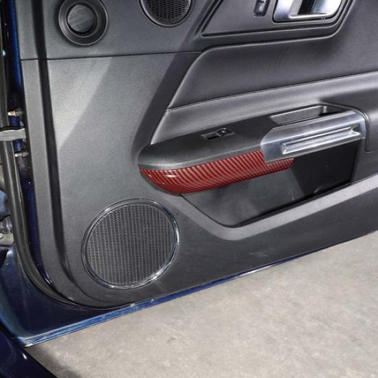 Innerdörr Armstöd Platta Skyddslister Ramar För Ford Mustang 2015+ Röd Kolfiber