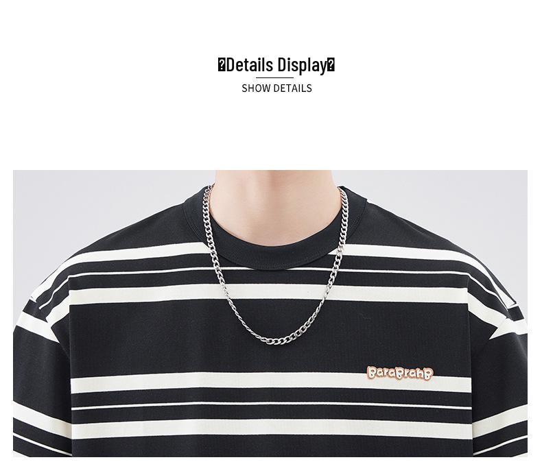 Anyang Men's Striped Crew Neck Summer T-Shirt - Casual, Loose Fit, Short Sleeve