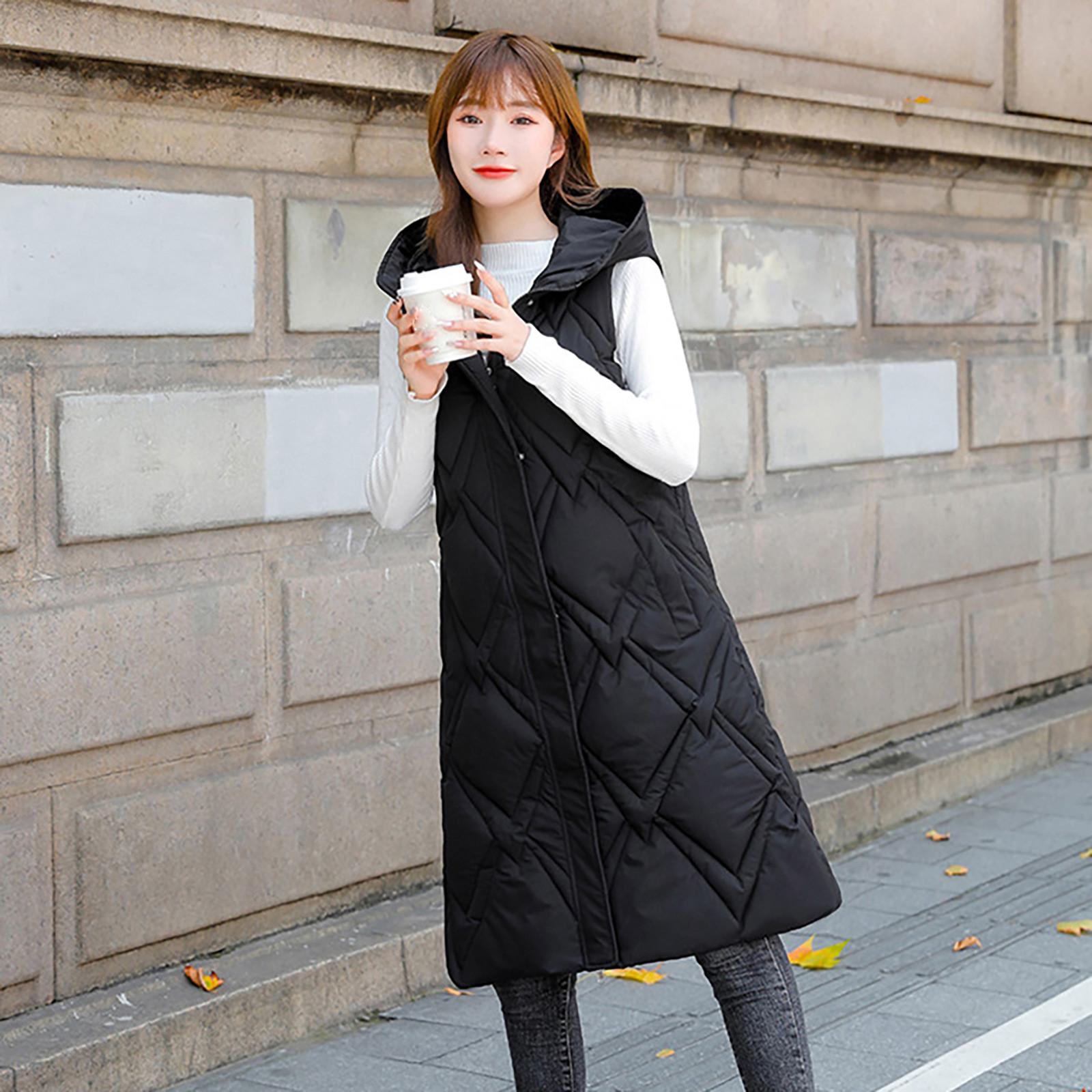 

Женская теплая однобортная хлопковая куртка больших размеров с капюшоном средней длины, тонкий кардиган, пальто XXXL чёрный