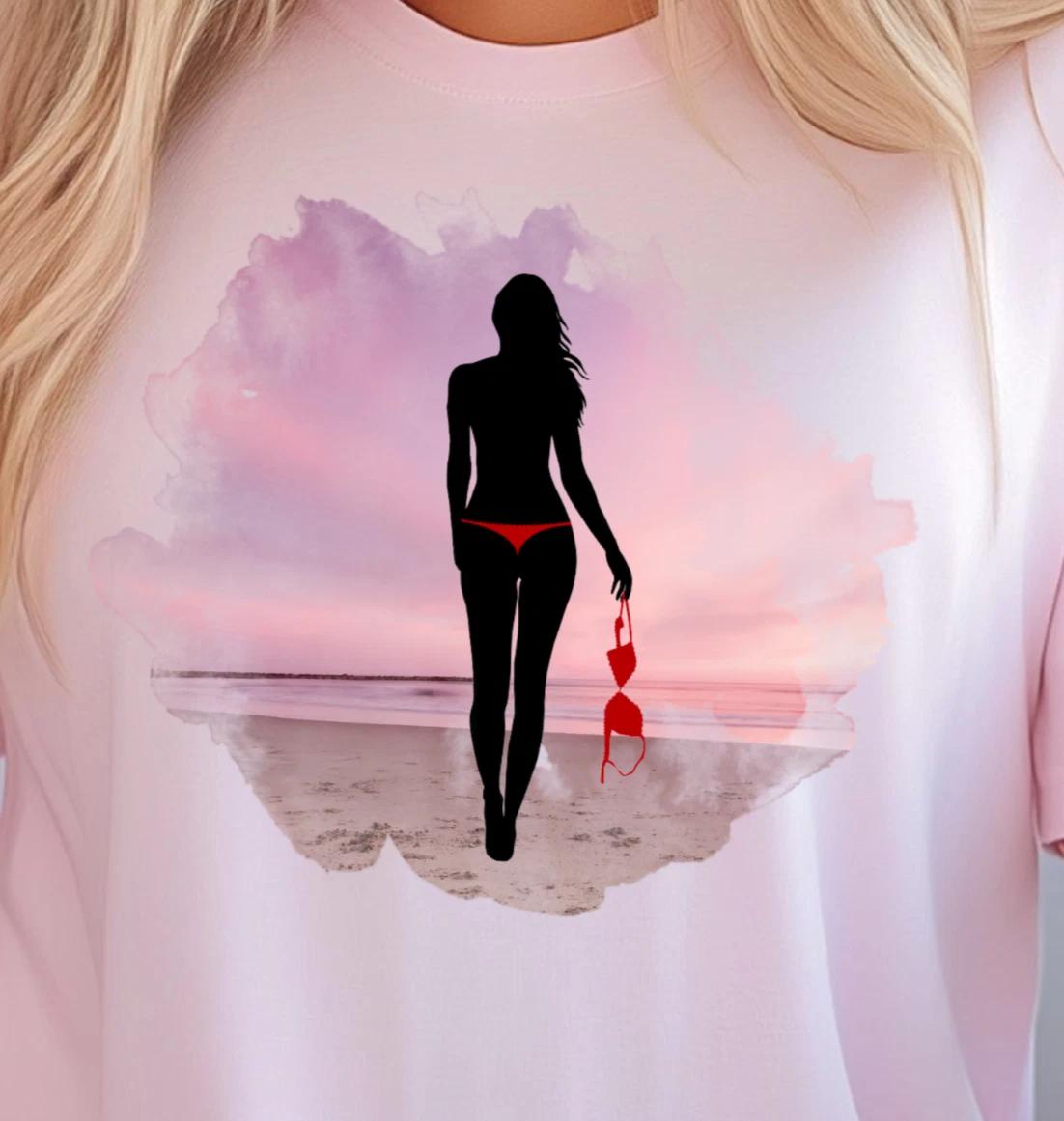 Ocean Sunset Silhouette T-shirt, Beach Lover tee , Summerwear 3XL