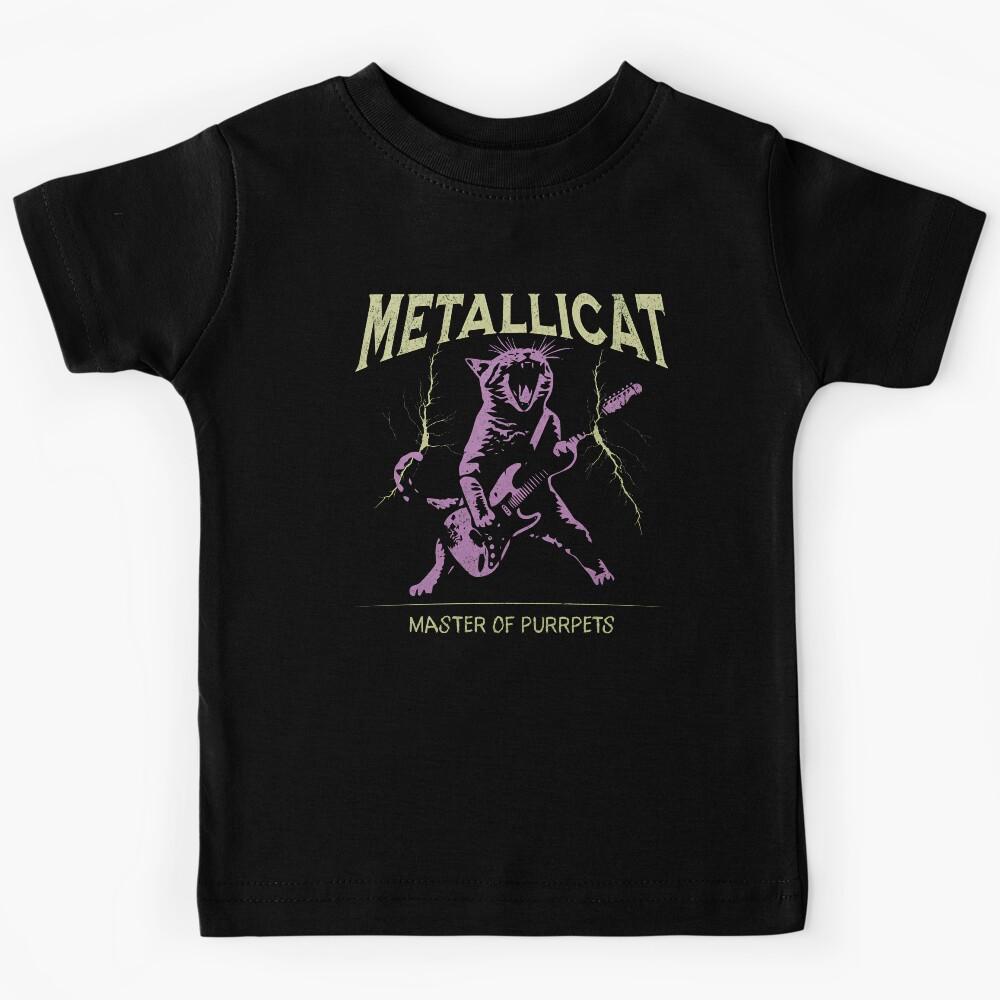 Metallicat, Funny Cat, Heavy Metal Music, Thrash Rock Gift, Guitar Cat Kids T-Shirt 170
