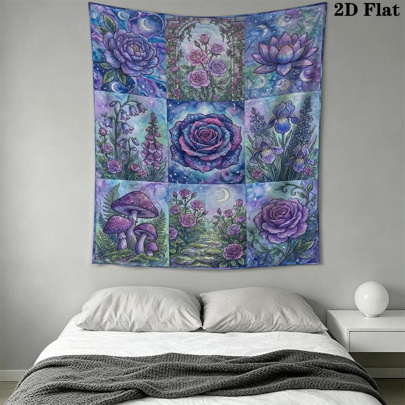 Dreamy Watercolor Rose Wall Tapestry Aesthetic Wall Hanging Printed Fabric Blanket Decorative Tapestries for Bedroom Living Room Home Decor