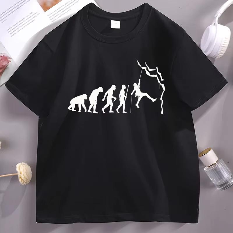 

Funny Evolution of Rockclimbing T-shirt Men Outwear Climbing T Shirt Casual Short Sleeve Tees Breathable Cotton Mans Clothing 5XL різнокольоровий