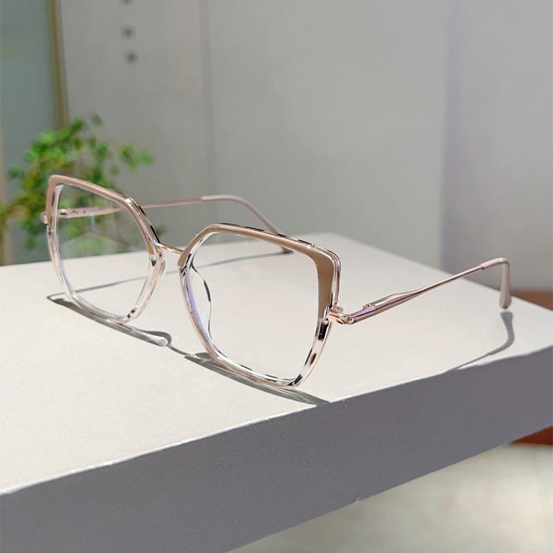 Fashion Oversize Black Frame Women Ins Brand Design Retro Metal Glasses Blue Light Blocking New Stylish Decor Eyewear