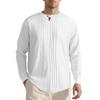 New Men's Casual Loose Long-sleeved T-shirt TK Press-pleated Cotton Linen Henry Collar Linen Beach Shirt