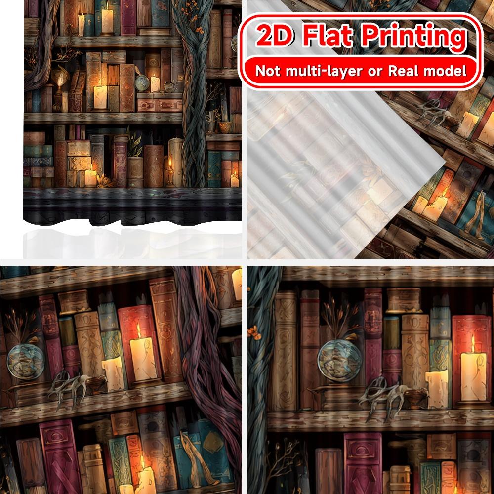 Set Of 2 Flat Printing Enchanted Bibliotheque Print Popular Curtains Prints Thermal Insulation Room Curtain With Semi Sheer Polyester