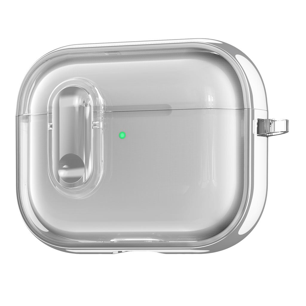 For AirPods Pro 3 Case Clear Electroplated TPU PC Earbuds Cover with Lock Clasp / Carabiner