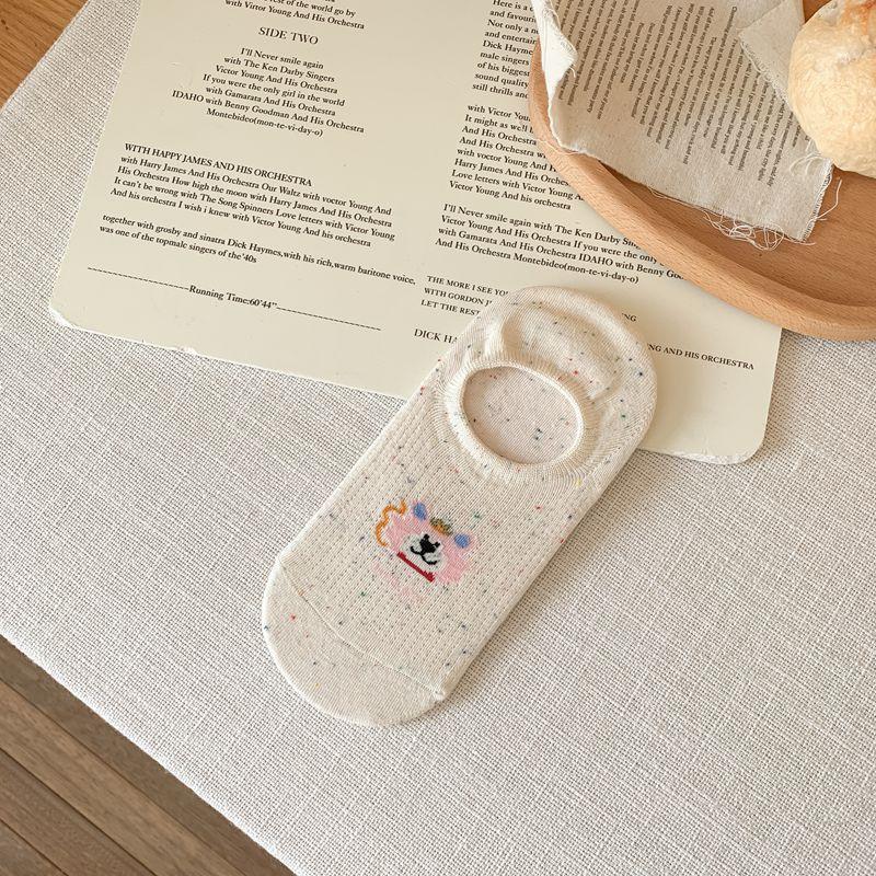 Female Summer Thin Cotton Cute Cartoon Invisible Silicone Non Slip Non Drop Heel Socks