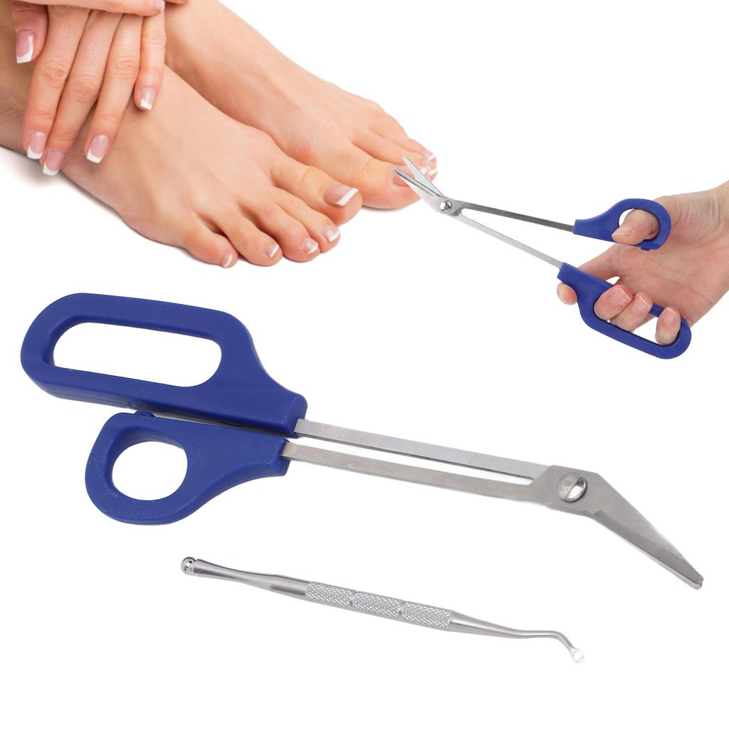 Ergonomische Zehennagelschere mit Griff, Zehennagelknipser, Feile für eingewachsene Zehennägel für ältere Schwangere