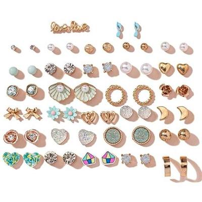 30 Pairs Combo Set Latest Stylish Crystal Pearl Earrings for Women and Girls Valentine Gift for Girlfriend