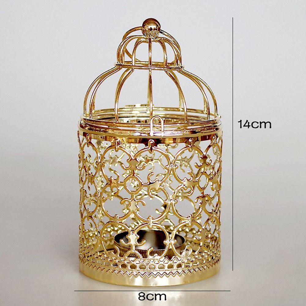 Iron Art Candle Holder Bird Cage Desktop Ornament Craft Wedding Ornament
