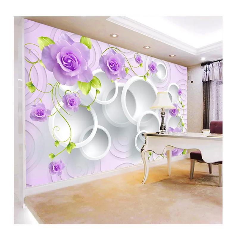 Tapeta Moderní 3D Stereo Květiny Kruh Fototapeta Tapeta Obývací pokoj TV Pohovka Pozadí Fototapeta Home Decor