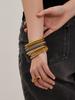 Geometric Circle Zircon Mother-of-Pearl Bead Bracelet, 18K Gold-Plated Stainless Steel