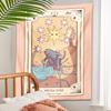 Cute Cat Tarot Card Tapestry Lady's Room Tapestry Kawaii Accessories Room Wall Cloth Tapestry