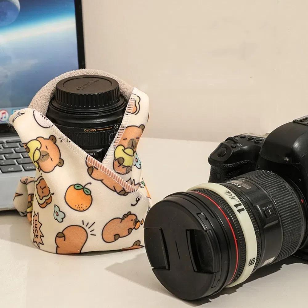 Cartoon Puppy Self-adhesive Camera Storage Bag Silk Cloth Camera Protective Wrap  Woman Girls