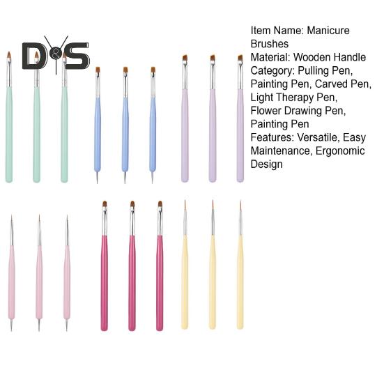 Nail Art Brushes Set Nail Design Painting Brush Kit for Gel Acrylic Detailing Dotting Ergonomic Handles Nail Dotting Tool for Beginners Pros