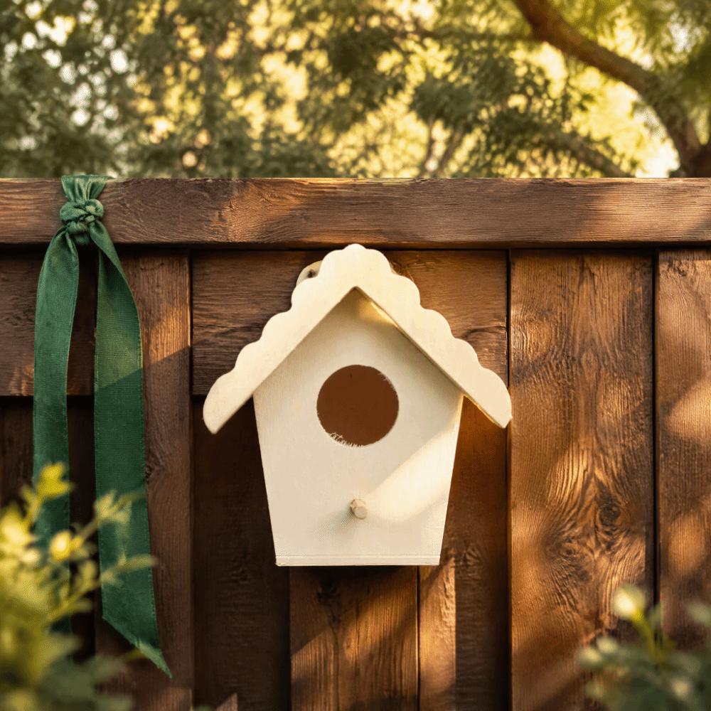 Lace Eaves Design Unfinished Bird House DIY Assembly Hanging Bird Nest Outdoor Garden