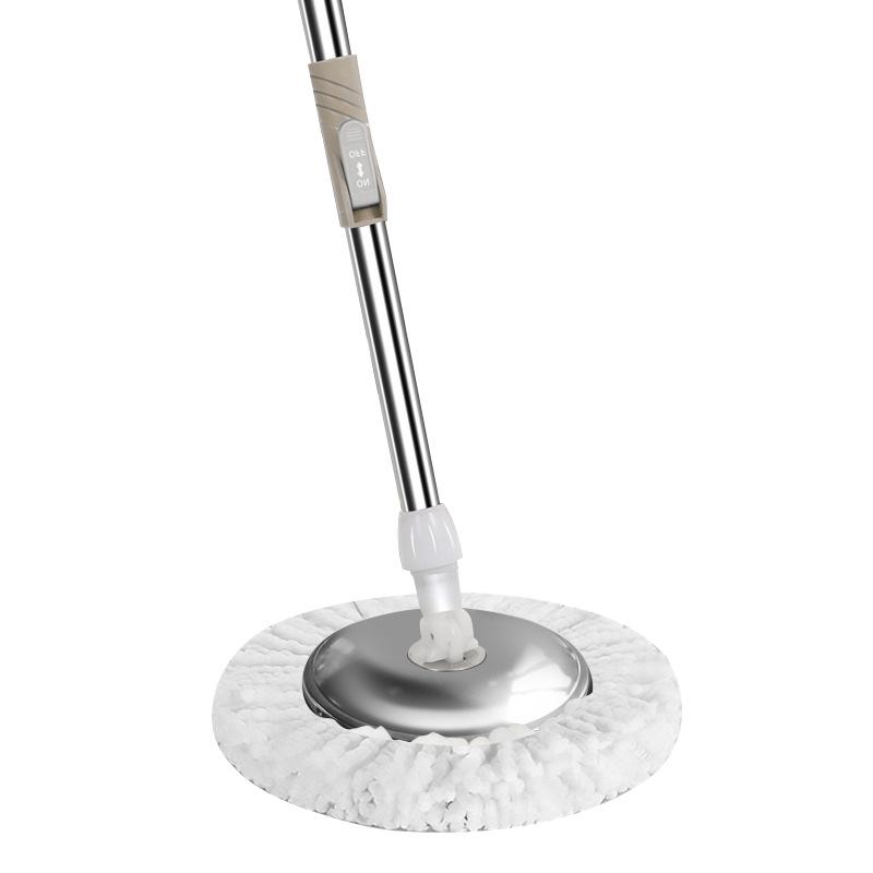 Rotační mop s kulatou hlavou a zesílenou tyčí, s volnýma rukama, obsahuje vodu absorbující mopovou utěrku a kbelík