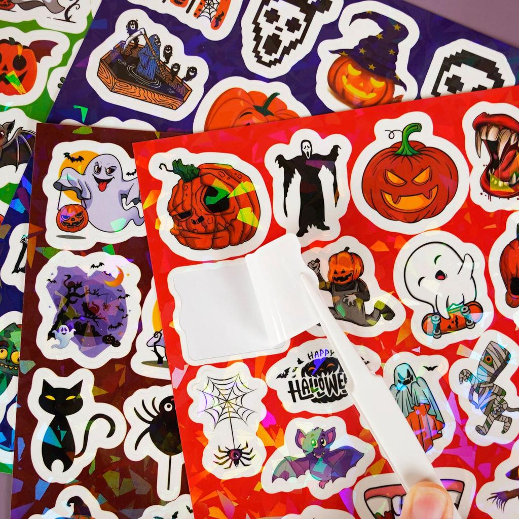 Halloween Stickers 8 Pieces 160 Laser Flash Holiday Decoration Vinyl Vinyl Stickers Halloween Stickers