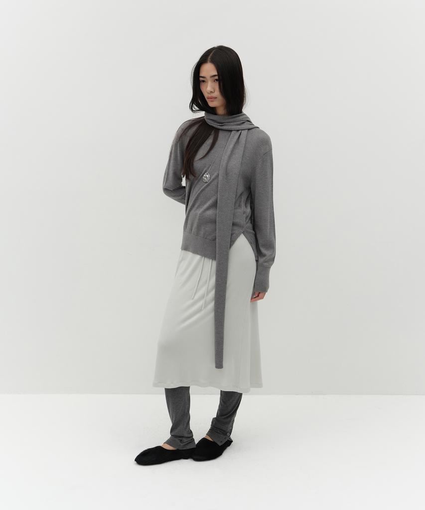 Loutaideu Muffler Side Button Knit [Grey]