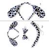 Adult Kids Plush Cartoon Boy Dalmatian Animal Dog Headband Ear Bow Tail Gift Birthday Party Cosplay Costume Halloween Christmas